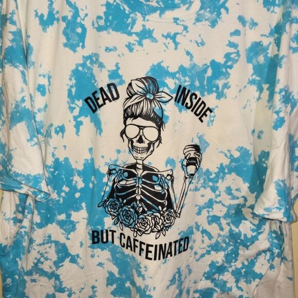 New Dead Inside But Caffeinated Tie Dye T-Shirt 2XL - Picture 2 of 7